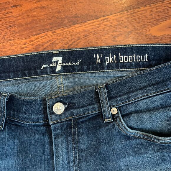 7 For All Mankind Jeans Men's Size 36X31 A Pkt Bootcut Blue Denim - Picture 3 of 11